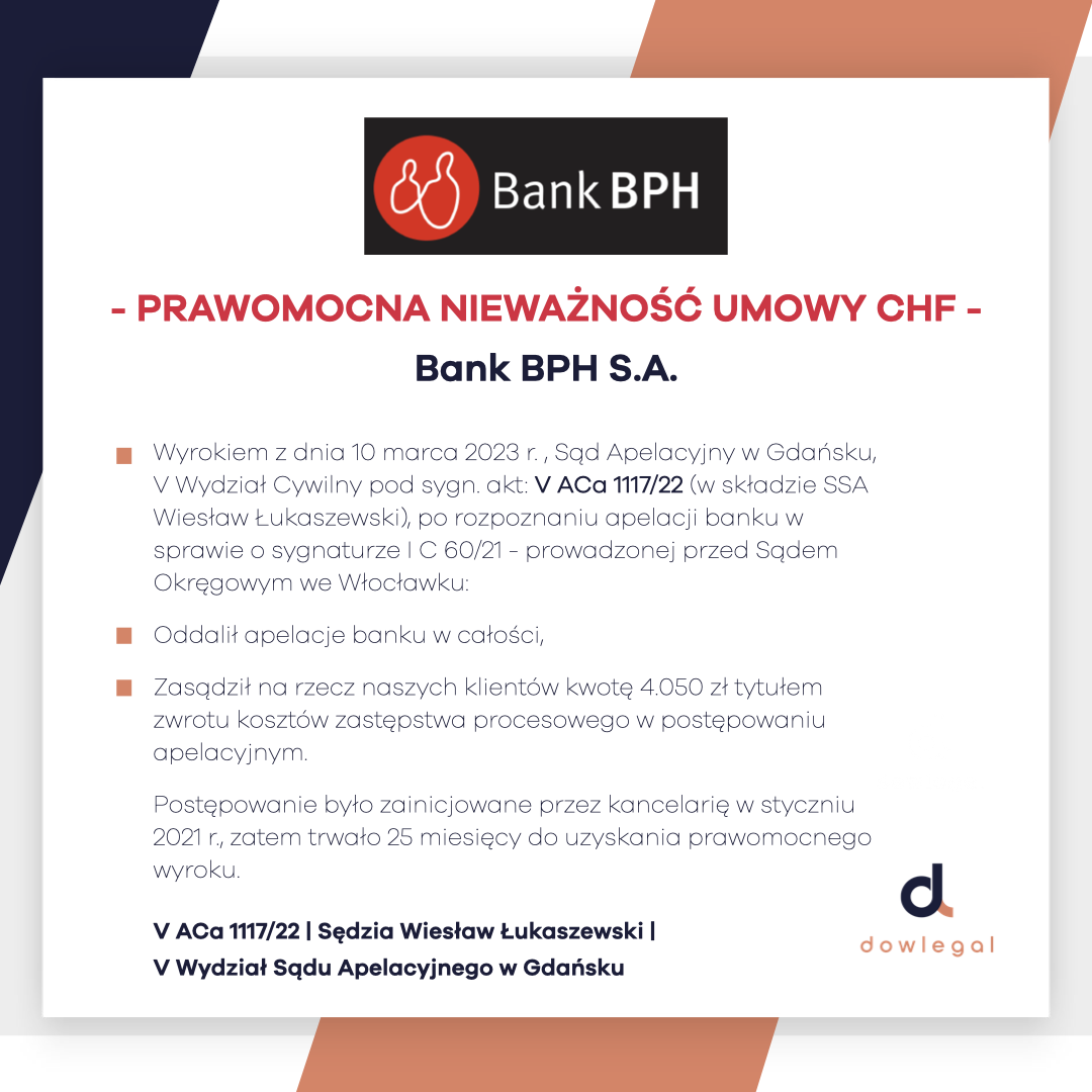 Prawomocna nieważność z BPH – bank pokonany z kretesem!